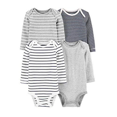 Carter s Baby Boys 4-Pack Long-Sleeve Original Bodysuits Solids -24 Months  Heather Stripes-