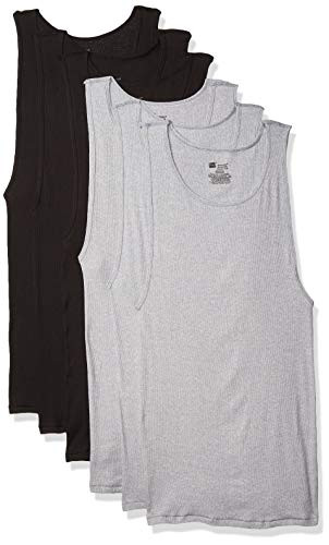 Hanes mens Tagless Comfortsoft Dyed Tank Undershirt  6 Pack Underwear  Black Grey  XX-Large US