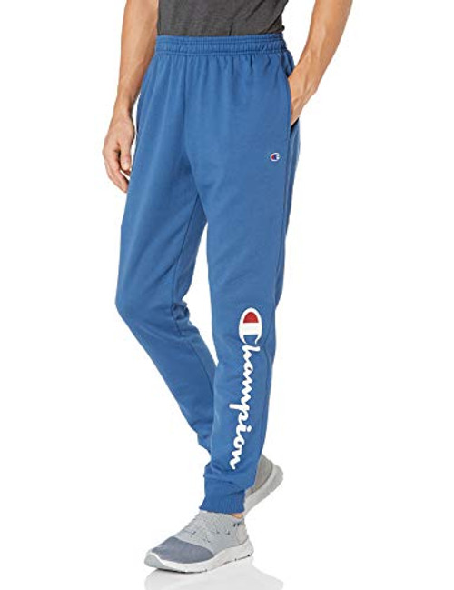 Champion mens Powerblend Graphic Jogger Sweatpants  Regal Navy - 15 inch Script Low Leg  XX-Large US