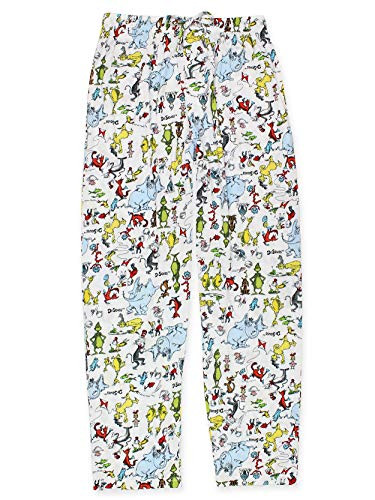 Dr. Seuss Grinch Cat in The Hat Green Eggs and Ham Men s Sleep Pants -XX-Large  White Multi-
