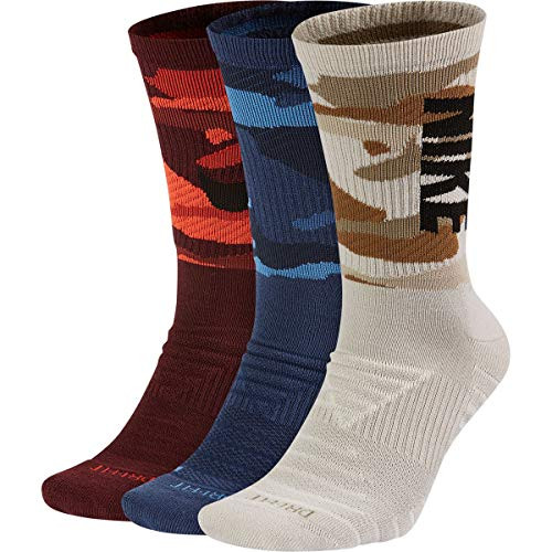 Nike Men s Everyday Max Cushioned Training Crew Socks 3 Pack -Multicolor  LG -Men s Shoe 8-12  Women s Shoe 10-13--