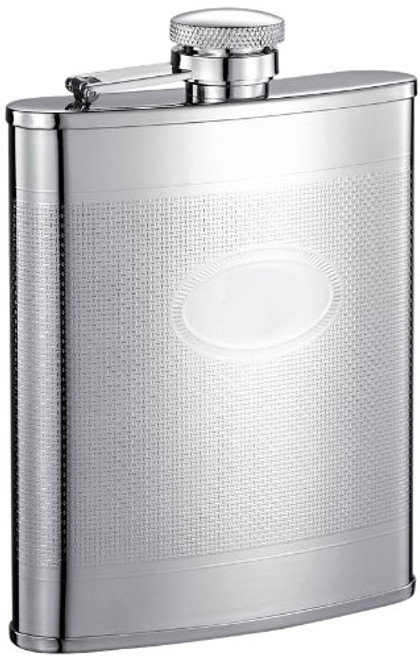 Visol "Mark" Stainless Steel Hip Flask, 6-Ounce, Knit Design, Chrome