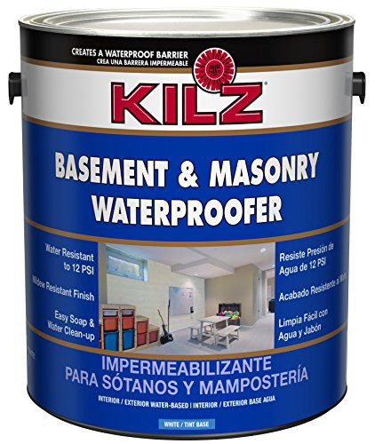 KILZ Interior/Exterior Basement and Masonry Waterproofing Paint, White, 1-gallon