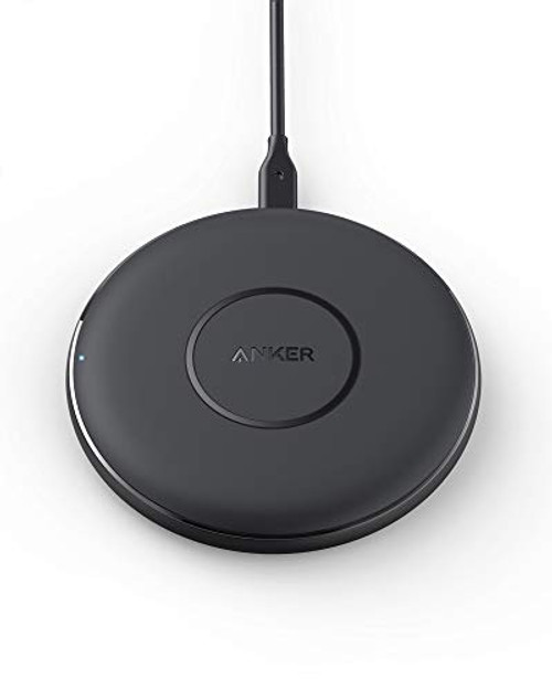 Anker 10W Max Wireless Charger  PowerWave Pad Upgraded  Qi-Certified Wireless Charging 7.5W for iPhone Xs Max XR XS X 8 8 Plus  10W for Galaxy S10 S9 S8  S9 Plus  Note 9 -No AC Adapter-