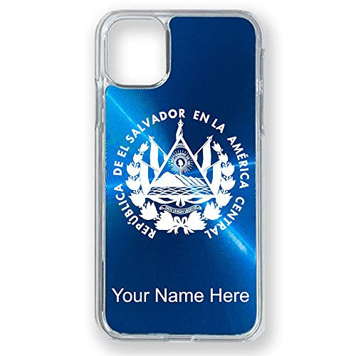 Case Compatible with iPhone 11 Pro Max  Flag of El Salvador  Personalized Engraving Included -Dark Blue-