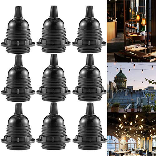 Mornajina E27 E26 Light Socket  9 Packs Edison Retro Pendant Lamp Holder  Medium Screw-in Lamp Socket for Edison Bulb  Vintage Screw Light Holder Light Socket - 402 Style-