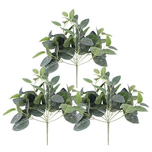 3 Pack Fake Greenery Eucalyptus Leaves  Artificial Greenery Eucalyptus Plant 13.8 inch Tall with 56 Silk Leaves on Each Stem  Faux Eucalyptus Stems for Wedding Bouquets  Greenery Decor  Floral Arrangement