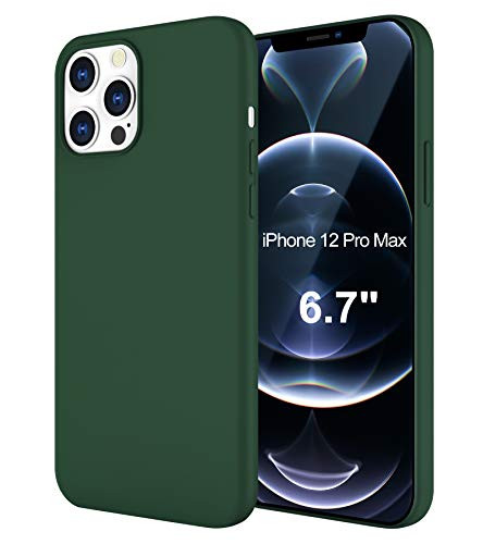 Compatible with iPhone 12 Pro Max Case Liquid Silicone Case for iPhone 12 Pro Max Silicone Case Gel Rubber Full Body Protection Shockproof Phone Case Cover for iPhone 12 Pro Max 6.72020 -Pine Green-