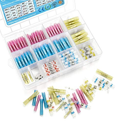 160pcs Heat Shrink Butt Connectors and Solder Seal Wire Connectors Camtek Heat Shrink Connectors Electrical Crimp Connectors Waterproof Assorted Wire Terminal Kit 26-10GA 160pcs Heat Shrink Butt Connectors and Solder Seal Wire Connectors Camtek Heat Shrink Connectors Electrical Crimp Connectors Waterproof Assorted Wire Terminal Kit 26-10GA