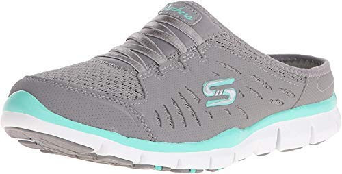 Skechers Sport Women s No Limits Slip-On Mule Sneaker  Grey Mint  9 W US