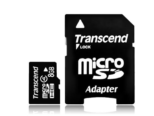 Transcend 8 GB microSDHC Class 2 Flash Memory Card TS8GUSDHC2 -Black-