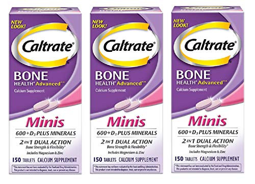Caltrate 600 Plus D3 Plus Minerals Mini -150 Count- Calcium  and  Vitamin D3 Supplement Mini Tablet  600 mg - 3 count -