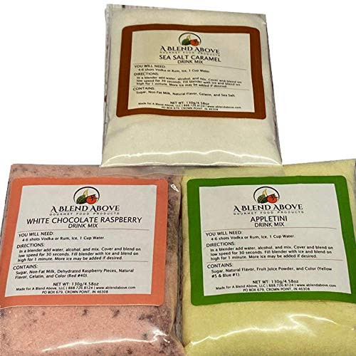 A Blend Above Drink Mix  Best Sellers  Martini Variety Pack - Sea Salt Caramel  White Chocolate Raspberry  and Appletini