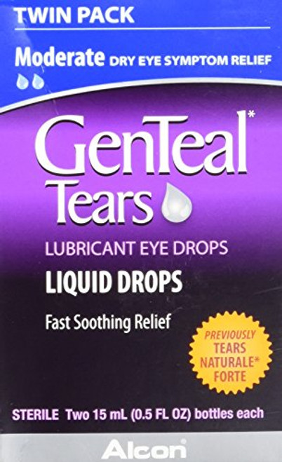 GenTeal Tears Lubricant Eye Drops  Moderate Liquid Drops  Twin Pack -Each 2 Count of 0.5 Fl Oz- 1 Fl Oz