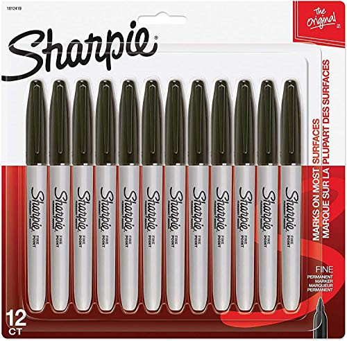 Sharpie Permanent Markers  Fine Point  Black  1 Pack of 12