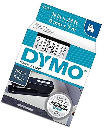 DYMO Standard D1 Labeling Tape for LabelManager Label Makers  Black Print on White Tape  3 8   W x 23  L  1 Cartridge -41913- Black on White - New