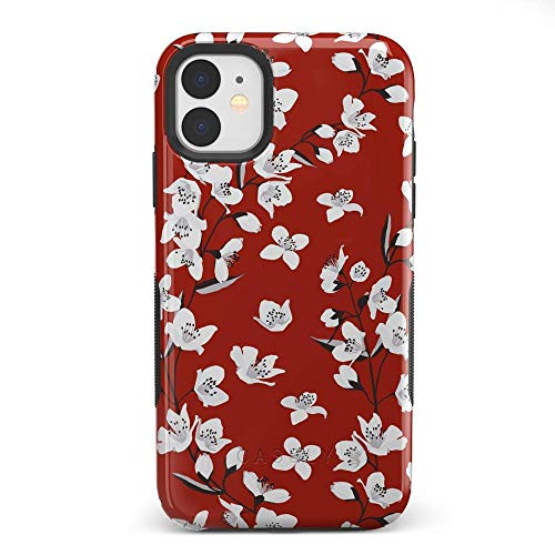Casely iPhone 11 Phone Case - Red Cherry Blossom Floral Case - 360 Degree Coverage for Your Phone - Precise Cutouts  1mm Raised Lip Camera Protection - Bold