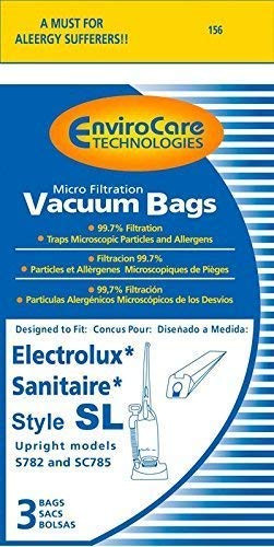 TVP Micro Filtration Vacuum Bags Replacement for Eureka Electrolux Sanitaire Style SL Upright Models S782 and SC785 -2PK 6bags-   156