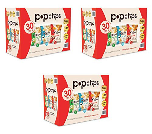 Popchips Potato Chips 3 Flavor Variety Pack Single Serve 0.8 oz Bags - 2 SET