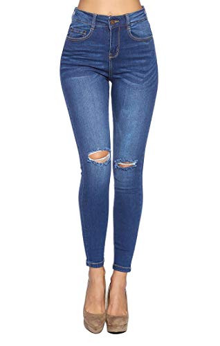 ICONICC Women s High Waisted Skinny Jeans Ripped Denim -JP1110H MD 5-