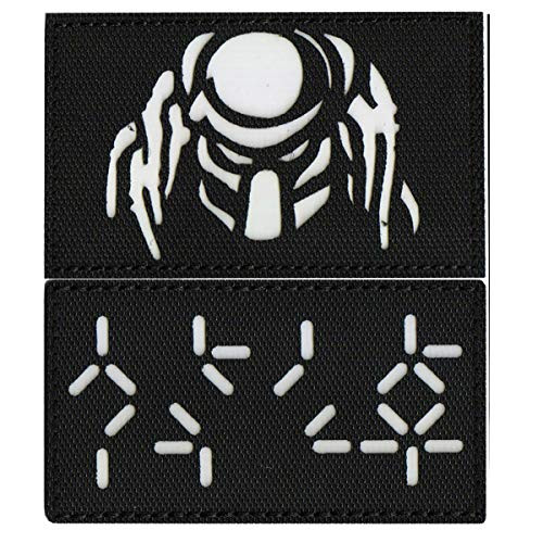 Glow in Dark Predator Auto Destruction Display Alien Movie Arnold Patches with Hook and Loop Fastener Backing Sew on Patch 3.15 x 1.97 Inch 2PCS
