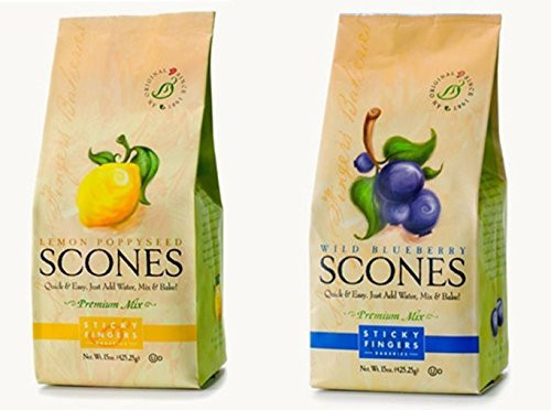 Sticky Fingers Bakeries Premium Scone Variety Mix  Lemon Poppyseed and Wild Blueberry -Pack of 2- - SET OF 3