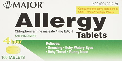 Major Pharmaceuticals Chlorpheniramine 4 mg Tablets  100 Count
