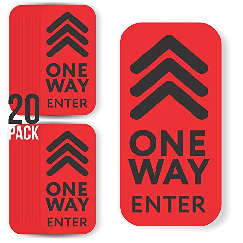 20 Pack One Way Floor Decal for Carpet 4 inch×8 inch Directional Arrow Floor Sticker One Way Vinyl Decal Non-Slip Removable Reusable Commercial Grade Arrow Sign -RED for Carpet  20 Pack--