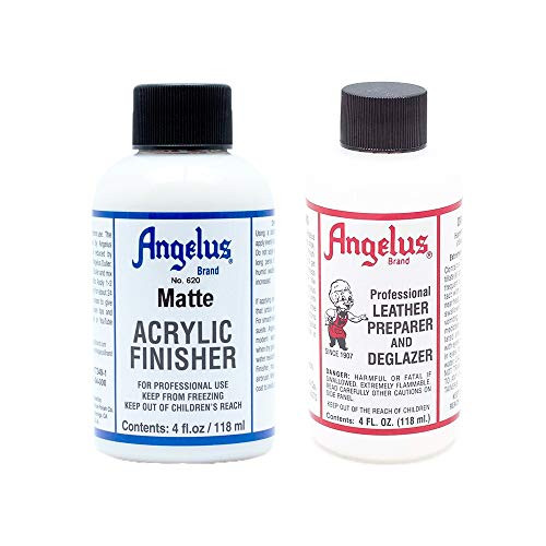 Acrylic Leather Paint Matte Finisher No. 620-4 Oz with Paint Leather Preparer and Deglazer 4 Oz Acrylic Leather Paint Matte Finisher No. 620-4 Oz with Paint Leather Preparer and Deglazer 4 Oz