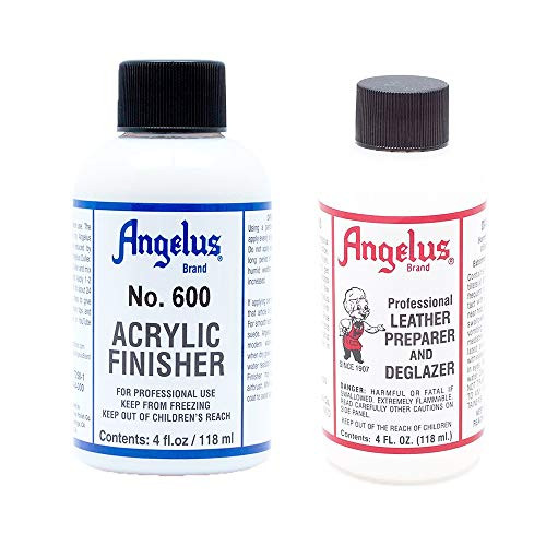Paint Leather Preparer and Deglazer 5 Ounce with Acrylic Leather Paint Finisher No. 600 4 Oz Paint Leather Preparer and Deglazer 5 Ounce with Acrylic Leather Paint Finisher No. 600 4 Oz