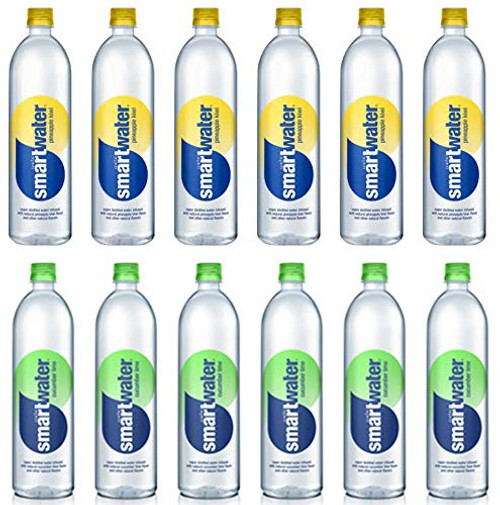 LUV BOX - Variety smartwater pack   23.7 oz Bottles  pack of 12   pineapple kiwi   cucumber lime