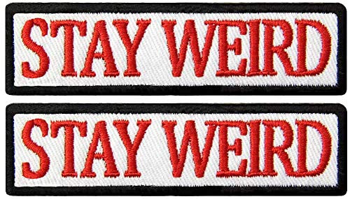 2 pcs Stay Weird Patch Funny Embroidered Applique Iron On Sew On