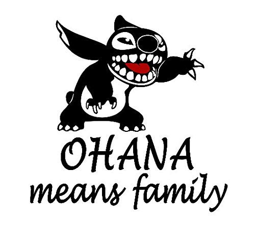 Lilo and Stitch Inspired Decal  Ohana Decal  Ohana Means Family  Car Laptop Wall Window Vinyl Decal Sticker -8 inch  Black and Red-