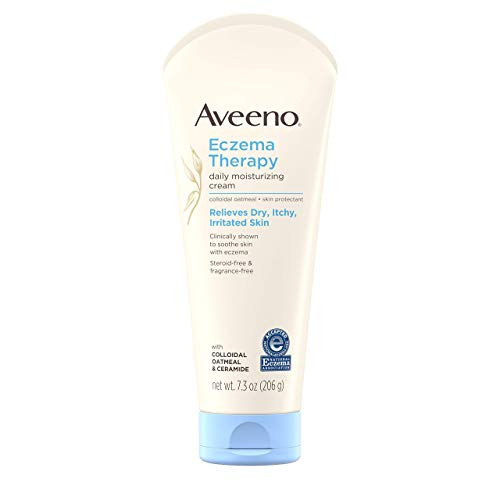 Aveeno Eczema Therapy Daily Moisturizing Cream for Sensitive Skin  Soothing Lotion with Colloidal Oatmeal for Dry  Itchy  and Irritated Skin  Steroid-Free and Fragrance-Free  7.3 oz