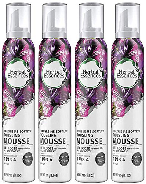 Herbal Essences Hair Mousse - Tousle Me Softly - Medium Hold -2- - Net Wt. 6.8 OZ -192 g- Per Can - Pack of 4 Cans Herbal Essences Hair Mousse - Tousle Me Softly - Medium Hold -2- - Net Wt. 6.8 OZ -192 g- Per Can - Pack of 4 Cans