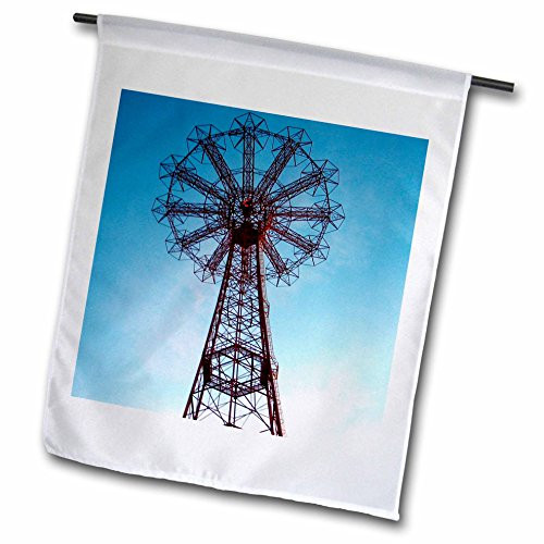 3dRose fl_1191_1 Coney Island Parachute Jump Garden Flag  12 by 18-Inch