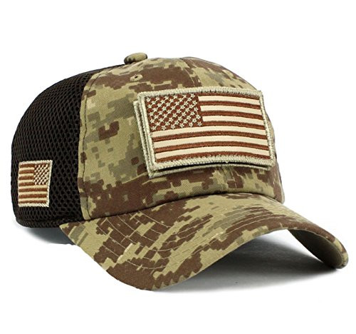USA Flag Hat Desert Digital Detachable Patch Micro Mesh Cap