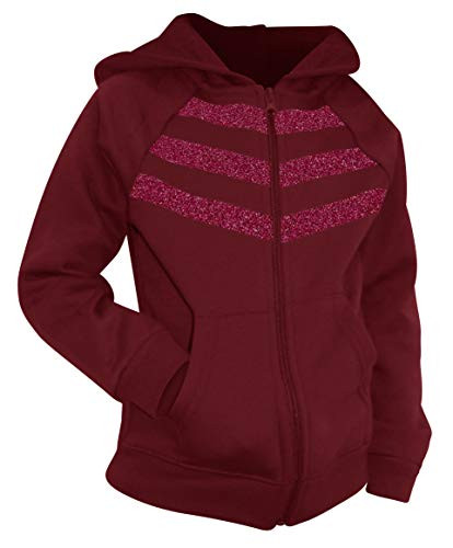 Maroon Warm Hooded Sweatshirt  Full Zip-up Cozy Fleece Hoodie for Girls - Size 6