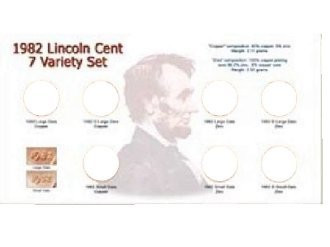 Edgar Marcus 1982 Lincoln Cent 7 Variety Specialty Coin Holder and Vinyl Sleeve Set