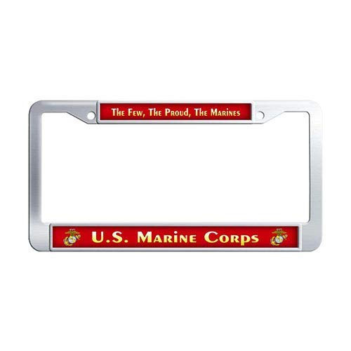 Framespolishisf US Marine Corps Car License Plate Holder Stainless Steel The Few  The Proud  The Marines License Frame Car