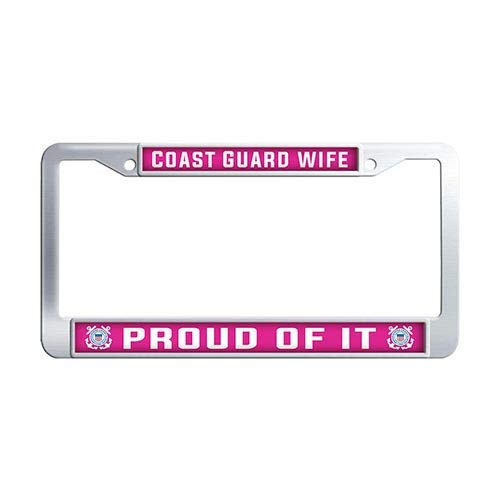 Framespolishisf US Coast Guard Wife Proud of it Car License Plate Frame Holder Stainless Steel License Frame Car