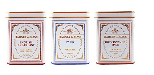 Harney  and  Sons Classic Tins  3 Flavor Variety Pack - 1-Paris  1-Hot Cinnamon Spice  1-English Breakfast -  - Pack of 3 -