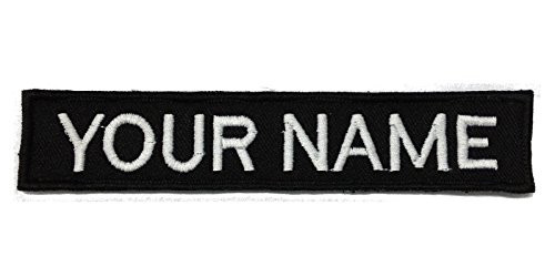 Personalized Custom Name Tape Names Strap Hook Fastener Backing 5 inches Black