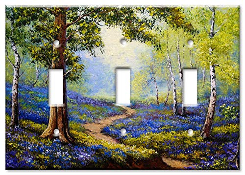 Art Plates 3-Gang Toggle OVERSIZE Switch Plate OVER SIZE Wall Plate - Spring Time in the Forest