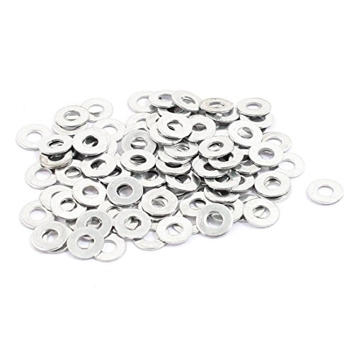 uxcell 100pcs 5x2mm Stainless Steel Flat Washer Fastener Plain Spacer Gasket for Screw Bolt