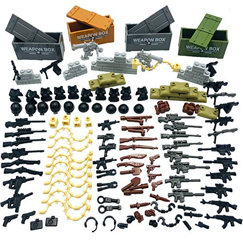 Taken All Custom Military Army Weapons and Accessories Set Compatible Major Brands ?Accessories - Hats  Weapons  Tools  Modern Assault Pack Military Building Blocks Toy -Original Version-