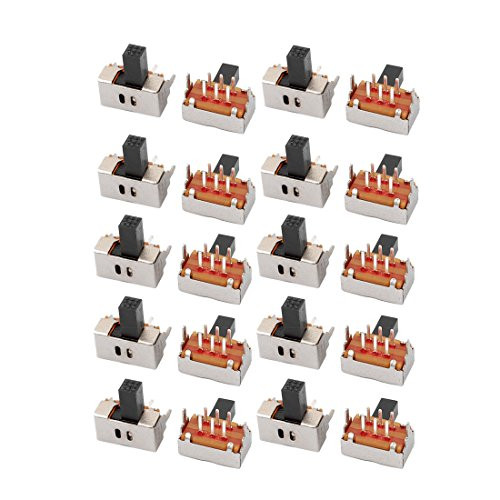 uxcell 20Pcs 2 Position 6P DPDT Panel Mount Micro Slide Switch Latching Power Switch