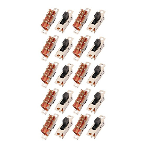 uxcell 20Pcs 3 Position 8P DPDT Panel Mount Micro Slide Switch Latching Toggle Switch