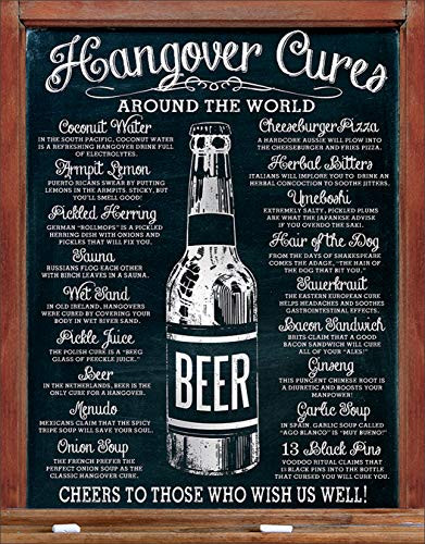 Desperate Enterprises Hangover Cures Tin Sign  12.5 inch W x 16 inch H