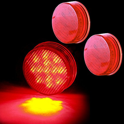 OCPTY 2Pcs 2.5 inch Round Truck Trailer Clearance Marker Red Led Round Side Marker Light Flush Mount
